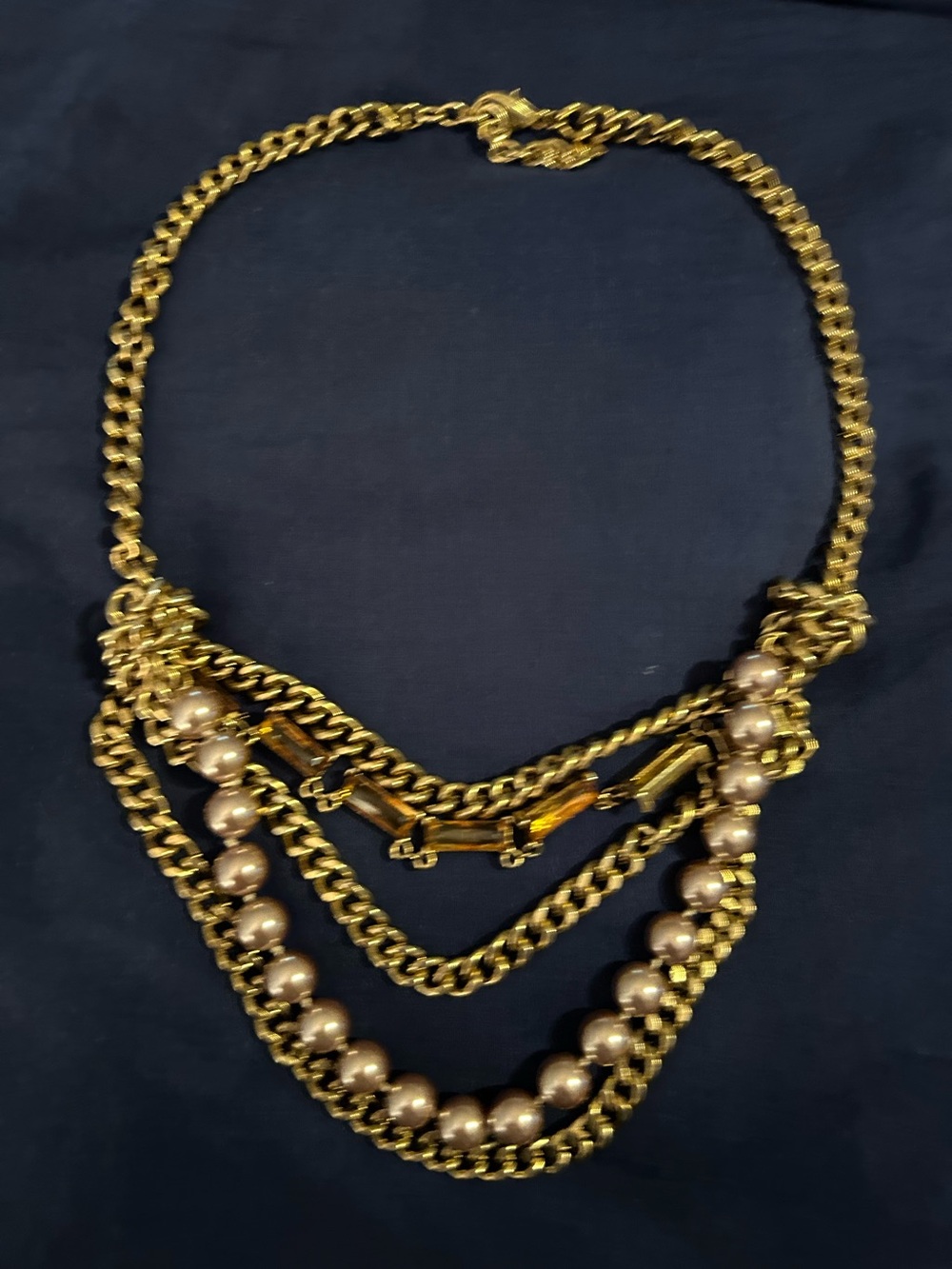 Talbots Gold-Tone Layered Necklace with Champagne Beads